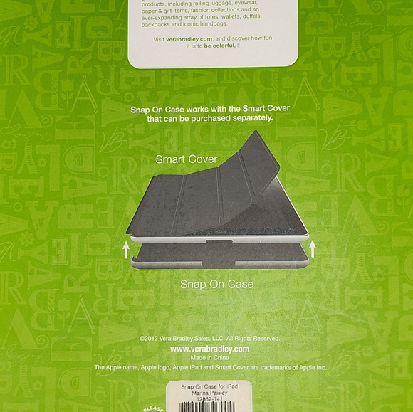 NIB VERA BRADLEY iPAD MARINA PAISLEY SNAP ON PROTECTIVE CASE GENERATION 2 & 3 - Picture 7 of 8